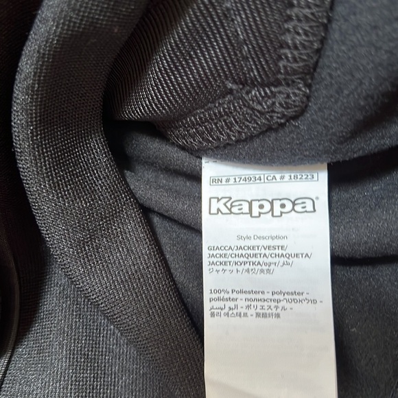 NWT! KAPPA mem's size L black with white egisto zippered track jacket with logo - Picture 9 of 11